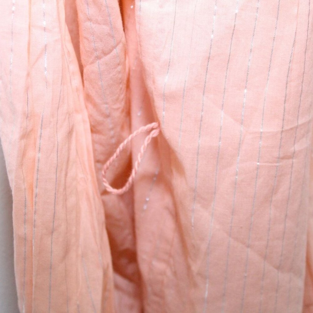 NWT India Collection Emerson Fry Heirloom Dress Peach Silver Lurex M/L H12910 - Picture 9 of 11